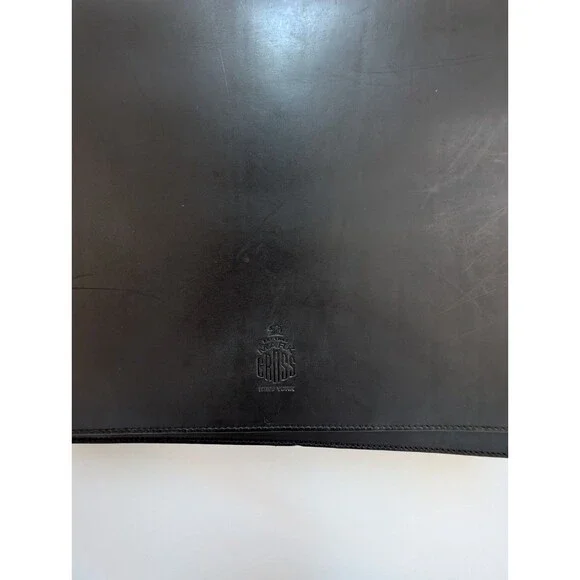 Mark Cross Vintage Black Polished Leather Accordion Briefcase Shoulder Strap - Picture 3 of 16